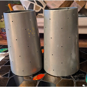 Vintage 60s Mid Century Drum Lamp Shades Metallic MCM Atomic